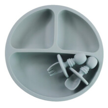 Silicone Plate for Baby,Grip Baby Dish Bowl,Microwave Safe Plates for Toddler and Kid with Fork and Spoon(3 PCS)