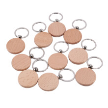 10 Stks Blank Ronde Houten Sleutelhanger Diy Hout Sleutelhangers Key Tags Kan Graveren Diy Geschenken 40X40Mm