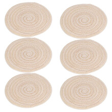 6Pcs Pot Trivets Large Braided Woven Trivet Coaster, Cotton Thread Weave Cup Coaster Hot Pot Dish Trivet Pad Mat Beige