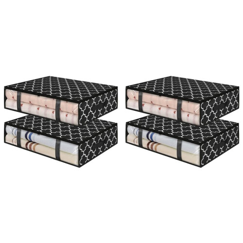 Storage Bins, Under Bed Storage Containers, Foldable Clothes Storage Box, Storage Organizer, with Handles Clothing 4 Pcs