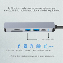 2X 6 in 1 USB Type C Hub Adapter with 4K 30Hz -Compatible Multiport Card Reader USB3.0 TF PD Video Multi