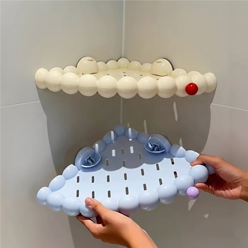 Cloud Batoom Corner Drainable Storage Ra No Drilling Suction Cup Organizer for Toiletries A 2