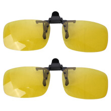 2X Rectangle Clear Yellow Lens Rimless Clip Night Vision Driving Glasses