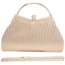 Vrouwen Diamond Avond Koppeling Portemonnee Bruiloft Ontwerper Handtas Geplooide Nieuwe Gouden Handtas Keten Schoudertas