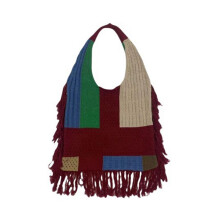 Gebreide Gehaakte Esthetische Vrouw Schoudertas Vintage Patchwork Kwastje Tote Tas Fashion Design Dames Handtas B