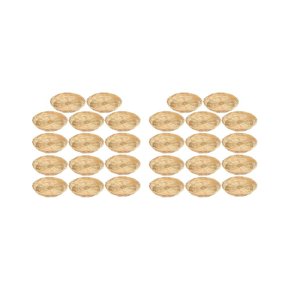 20 Pcs 9.8 Inch Bamboo Paper Plate Holder, Hand Weave Wicker Plate Holders For Parties, Picnic, And Barbecue, Reusable 6031891348012