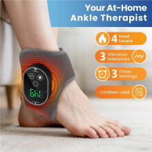 2X Electric Heat Emsense Foot Massager,Triple Therapy for Pain Relief,Wireless & Rechargeable with 4 Heat Levels Gray