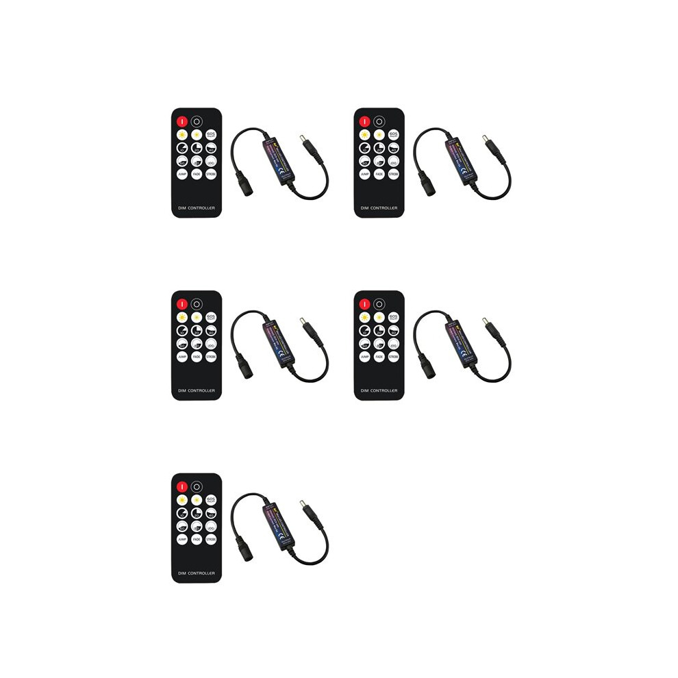 5X Rf Remote Controller Led Dimmer Dc5v-24V Brightness Adjustment 14-Key Dimmable Connector For Led Strip Light 4713018034887
