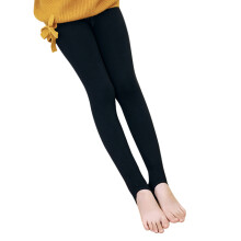 Children's Winter Cotton Fleece Thickened Dance Socks Ballet Dance Socks Warm One-Piece Pants,Black Stirrup-S