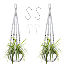 2Pcs Macrame Hanging Planter, Hanging Planter Set, Handmade Hanging Plant Stand for Indoor and Outdoor Decor(Grey)