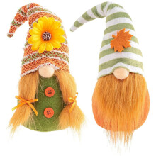 2 StüCke Thanksgiving Ernte Dekorationen Zwerge PlüSch Zwerg Puppe Figur mit Ahornblatt Sonnen Blume Gnome Gesichtslose Puppen