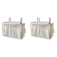 2X Bedside Hanging Pocket Storage Bag Bedside Storage Caddy Organizer Holder for Headboards Bunk Beds Dorm Rooms,White