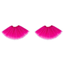 2X Baby Girl Clothes Stars Sequins Petticoat Ballet Dance Fluffy Tutu Skirt Rose Red