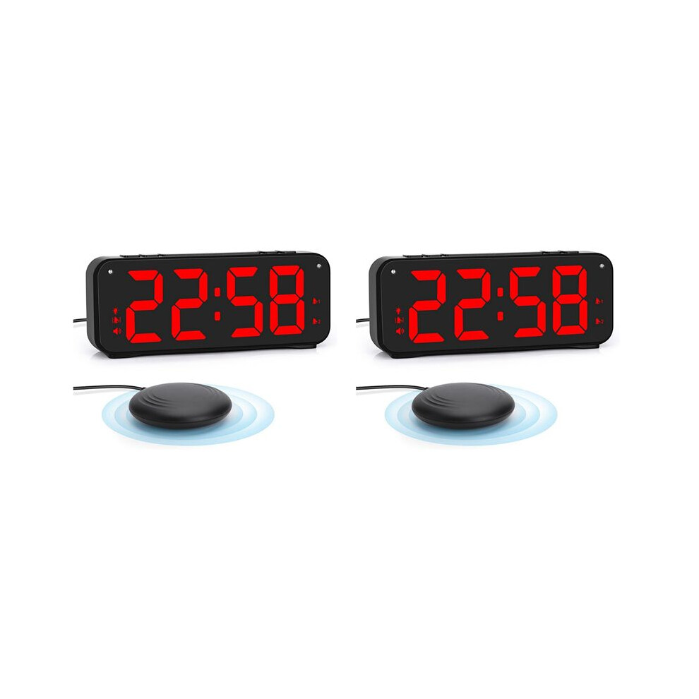 2X Loud Alarm Clock For Heavy Sleepers Adults,Dual Alarm Clock With Bed Shaker,For Bedrooms,6.5In Display With Dimmer Torribaly
