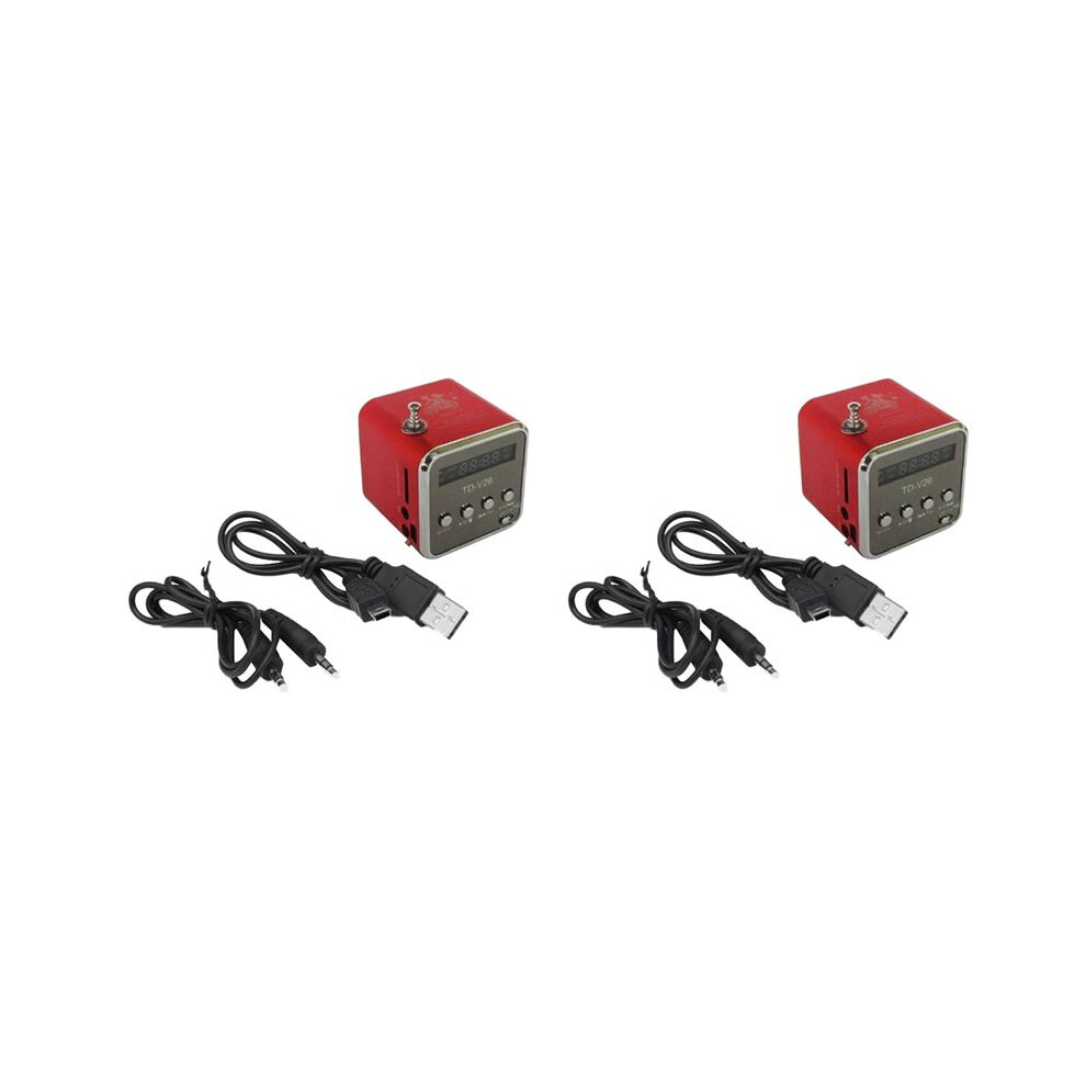 2X Td-V26 Digital Portable Fm Radio Receiver Led Loudspeaker Wireless Speaker Mp3 Support /Tf Card Red 6032985072585