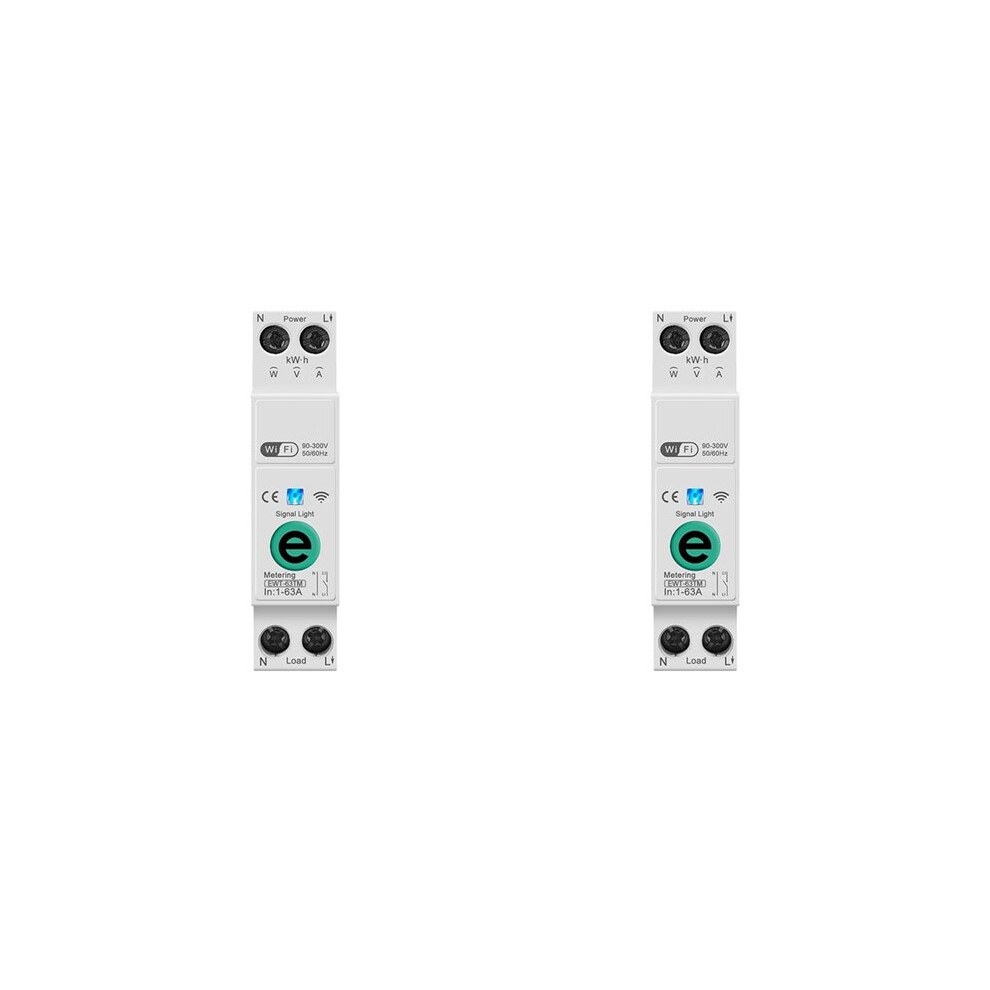 2X Ewelink 1P+N 63A 110V 220V Wifi Meter Kwh Metering Circuit Breaker Timer Relay 4713935447265