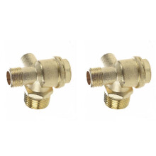 2pcs 3/8 Inch Female Thread Tube Connector Air Compressor Check Valve Gold Tone