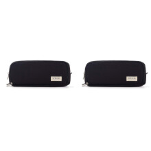 2X  Large Capacity Pencil Case 3 Compartment Pouch Pen Bag for School Teen Girl Boy Men Women (Black)