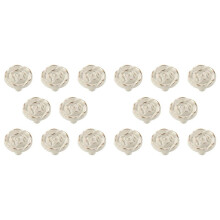 16Pcs Antique Rose Flower Cabinet Knobs, Vintage Kitchen Shabby Chic Zinc Alloy White Drawer Pull Handles for Dresser