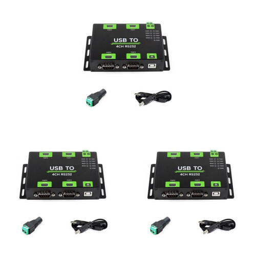 3X Convertitore Industriale Isolato da USB A 4CH RS232 Adattatore da USB A Seriale FT4232HL Chip Wind/Linux/Android, Porta RS232 Maschio