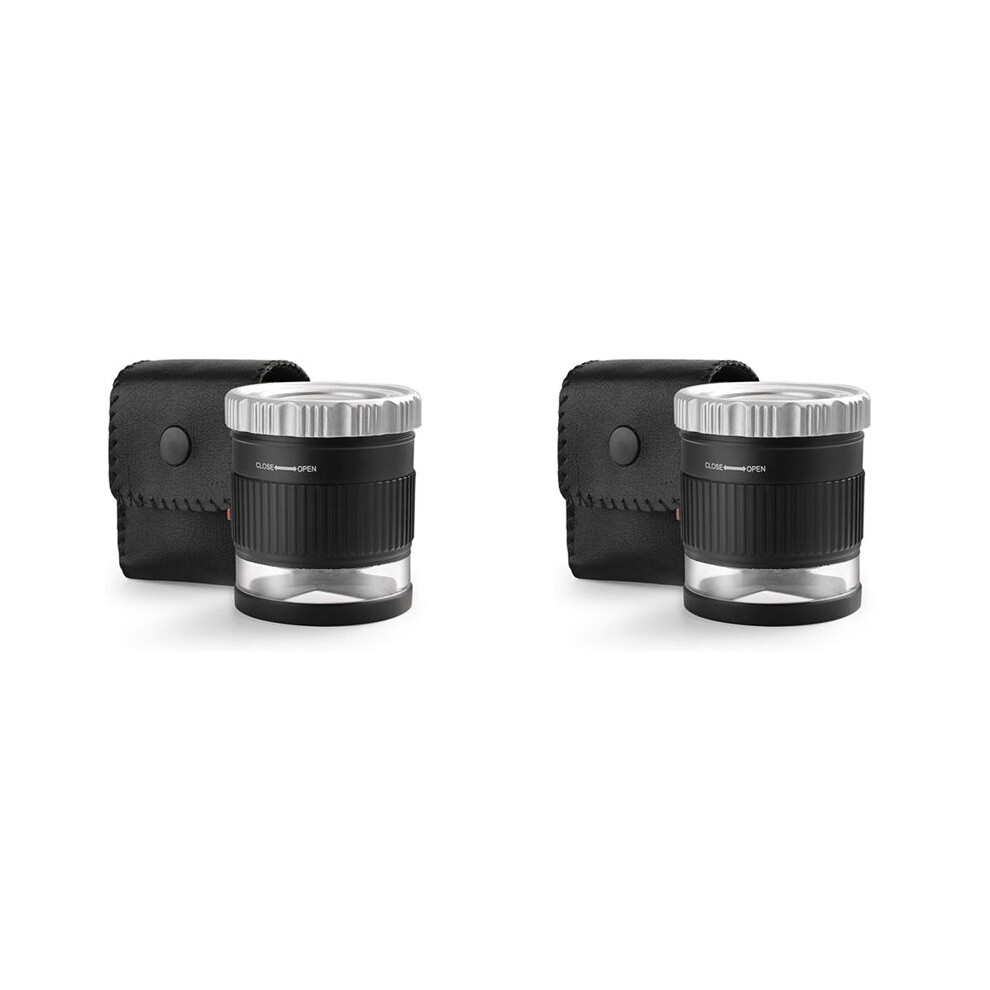 Torribaly 2Pcs Loupe Magnifier 30X Magnifier Illuminated Adjustable Length Desktop Magnifier With 6 Lights