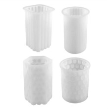 Moule Ă Bougie en Silicone, Lot de 4 Moules en Silicone, Moules en Silicone 3D, Moules Ă Bougies pour Verser des Bougies DIY Set