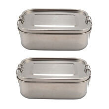 2X Stainless Steel Lunch Food Container with Lock Clips and Leakproof Design, 800ML Bento Boxes Lunch Container