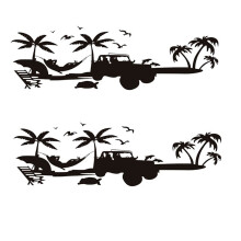 2X Dashboard Decal Glove Box Beach Scenery Vinyl Sticker Trim for JL Gladiator JT 2018-2023 Accessories