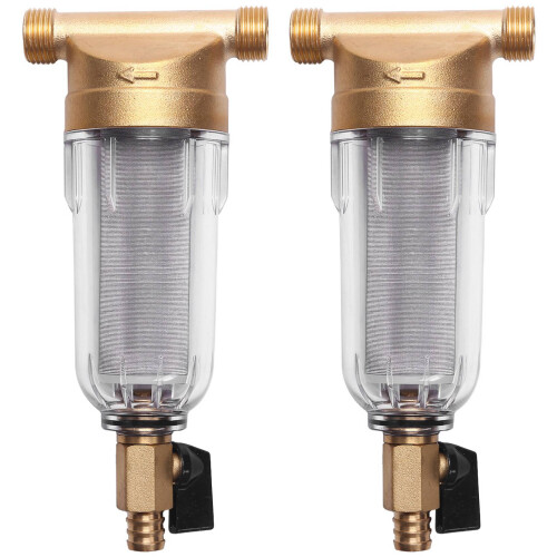 2X 4 Split-Mouth Water Filters Front Purifier Copper Lead Pre-Filter Backwash Remove Rust Contaminant Sediment Pipe