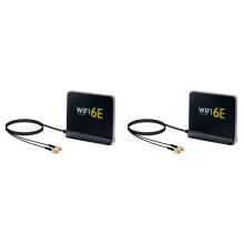 2X Portable 2.4G/5G/6G WiFi 6E Antenna with Cable Indoor Wireless Antenna with Magnetic Bottom for Network Card Black