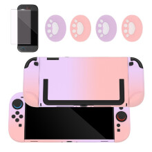 Nintendo Switch 2 Schutzhülle Set – Farbverlauf Silikon & PC-Hülle mit Button Caps & Displayschutzfolie