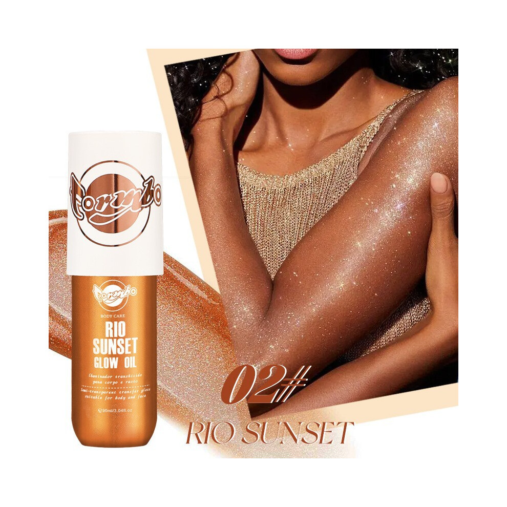 (#02, 1pcs) Multi-Purpose Shimmer Glow Oil for Face & Body, Luminous Highlighter, 3 Shades