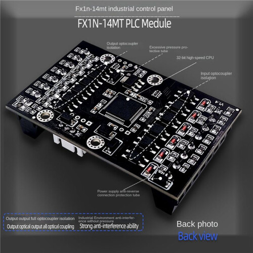 2X FX1N-14MT PLC Industrial Control Board PLC Module Analog Input / Output with Guide Rail Delay Relay Module 2