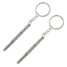 2X 3In1  Alloy Screwdriver Key Ring Watch Glasses Repair Tool
