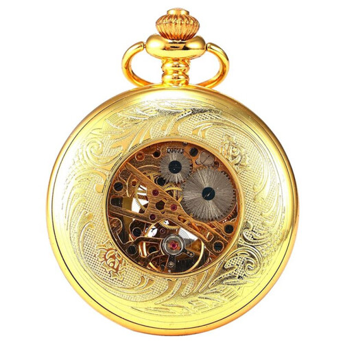 2X Luxury Golden Luminous Mechanical Pocket Watch 2