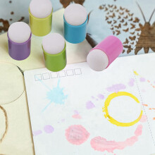 10Pcs Finger Sponge Daubers Painting Ink Pad Stamping Brush Case Art Tool with Box Scrapbooking DIY Crafts Random Color