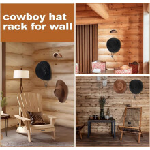 Cowboy Hat Rack for Wall, 2 Pack Wooden Hat Holder with Satin Finish, Non-Damage Brim Design for Western Hat Organizer