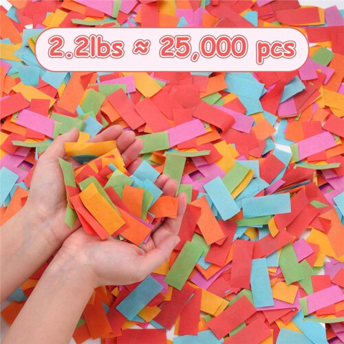 Confetti Paper, 2.2 LBs Multicolor Rectangular Tissue Paper for Confetti Machine, Weddings, Celebrations, Events 2