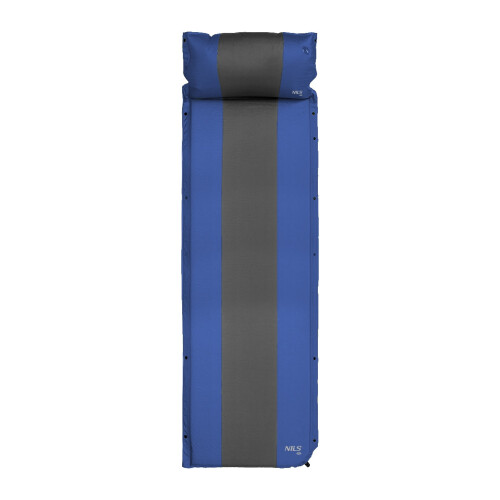 Selbstaufblasende Campingmatte mit Kissen, Blaugrau