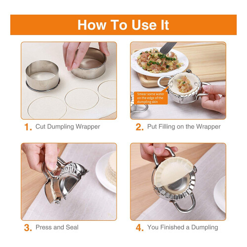7 Pcs Dumplings Maker Set,Easy Dumpling Maker and Cuter, Dumpling Mould for Dumpling Pie Pastry Tool Kitchen Accessory 2