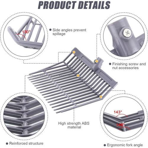 Manure Fork Replacement , Pitchfork , Horse Manure Rake, for Picking  Manure, Stable Waste Removal,Grey,2pcs 1