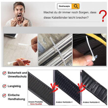 3X Sujetacables Negro Paquete de 300 mm x 7,6 mm Resistente Una Los Rayos UV Ultra con 75 Kg de Resistencia Una la Tracción Resistente Al Calor