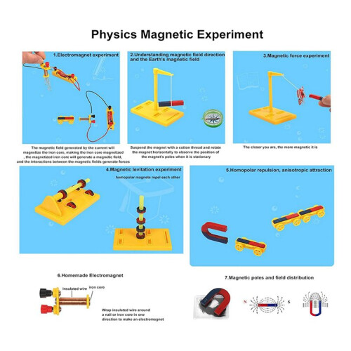 5X Kids Magnet Kit Physics Science Electromagnet Experiment Set Educational for School Students 2