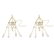2X Kristall Sonnen Fänger, Regenbogen Prisma, Fenster Sonnen Fänger, Vergoldeter Himmlischer Sonnen Fänger, Boho Sonne & Mond mit Kristallen