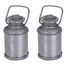 2X  Simulated Farm Metal Milk Can Kettle Pot 1:12 Doll House Miniature Accessories
