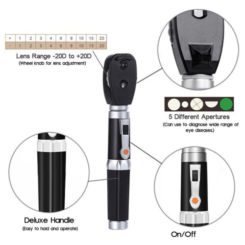 Oftalmoscopio Diretto Professionale Portatile con 5 Diverse Aperture, per Oftalmoscopio HS-OP10 2