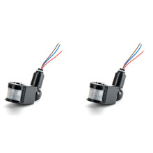 2X LED Licht Bewegingssensor Schakelaar PIR Infrarood Detector Automatische Bewegings Detector Auto aan Uit Buiten, AC85-265V Zwart