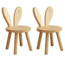 2X Small Board Stool, Cute Rabbit Ears Solid Wood Small Stool, Decorative Stool Children Chair