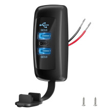 New 72W 12V USB Outlet 3- Dual QC3.0 & PD Type-C Fast Charging Port Car Socket for Car Truck Marine Motorcycle Bus
