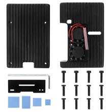 For Raspberry Pi 4 Aluminum Alloy Case with Dual Fan Active Passive Cooling Protective Shell Cooling Fan Housing